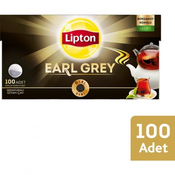 Lipton Earl Grey Demlik Süzen Poşet Bergamot Aramolı Siyah Çay 100lü
