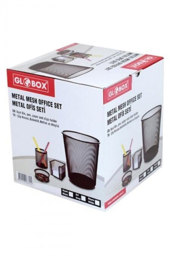 Globox Metal Ofis Seti 4lü Çöp Kutulu Glb001 Fx - 3