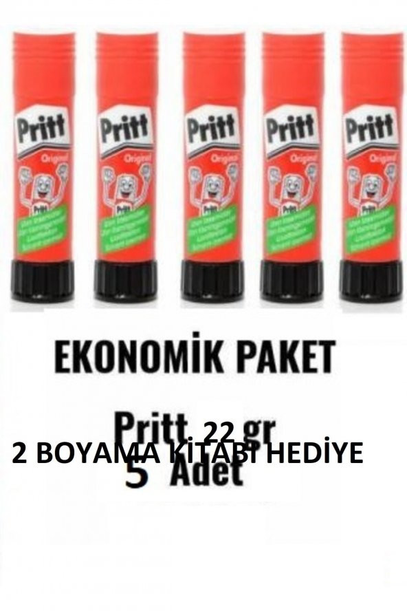 Pritt Piritt 22 Gr Yapıştırıcı Set 5 Adet + 2 Adet Boyama Hediye