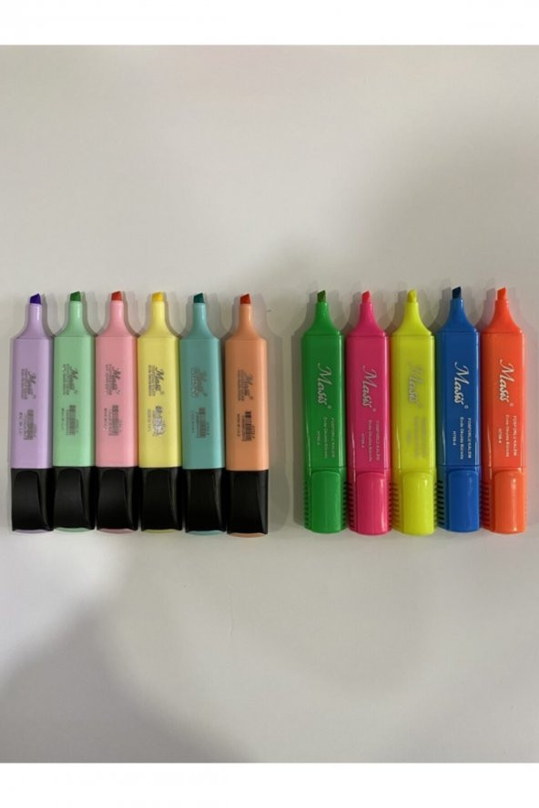 Masis 11li Fosforlu Set Pastel Renkler Fosforlu +canlı Renk Set11 - 2