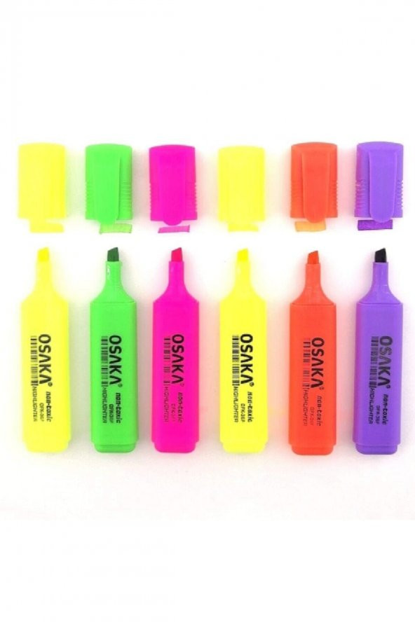 Osaka Fosforlu Kalem Canlı Renkler 6lı Set