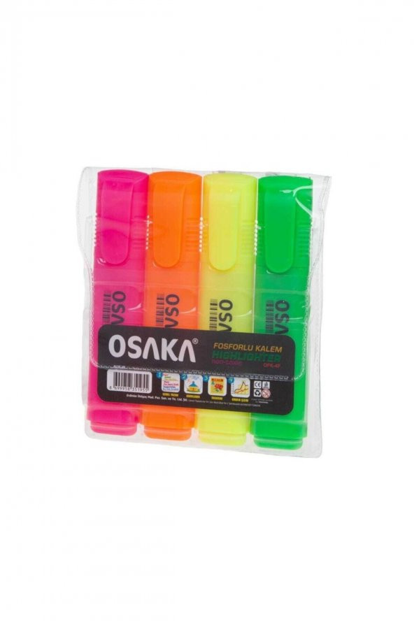 Osaka 4 Renk Fosforlu Kalem Canli Renkler - 3