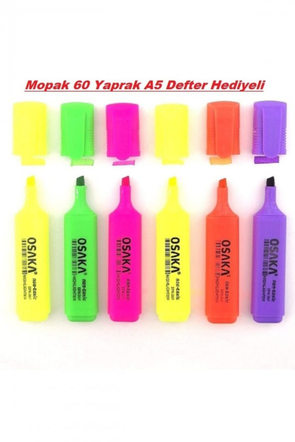 Osaka Fosforlu Kalem Canlı Renkler 6lı Set - 2