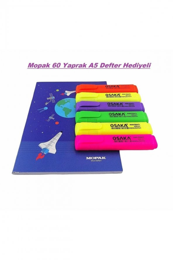 Osaka Fosforlu Kalem Canlı Renkler 6lı Set - 3