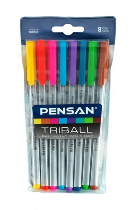 Pensan Tükenmez Trıball 1mm Renkli 8 Li Set 01003