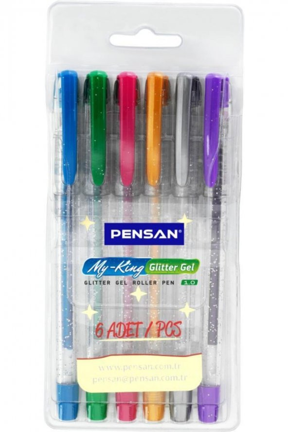 Pensan 2227 My-king Simli Jel Tükenmez Kalem 1,0 Mm (6 Renk Set) Pe02227jk00s6