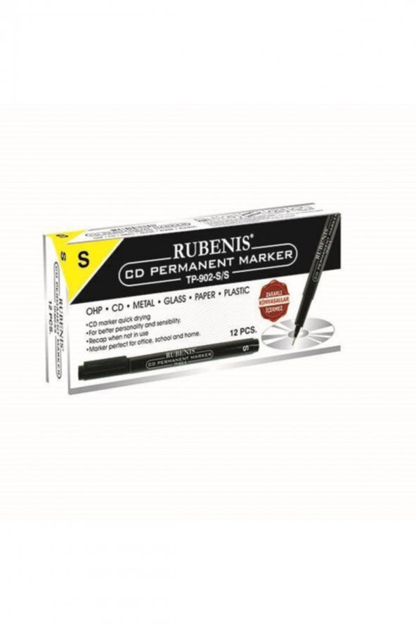 Rubenis CD Kalemi S Seri Siyah TP-902-S/S 12 Li (1 Paket 12 Adet)