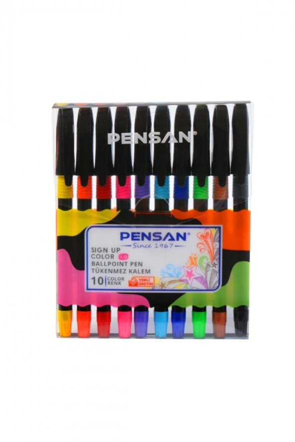 Pensan Sing Up 1 mm Renkli Tükenmez Kalem Seti 10lu