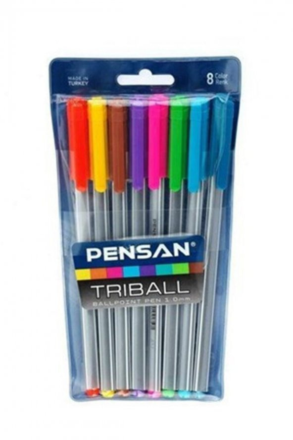 Pensan Triball Tükenmez Kalem Renkli 8 Li Set