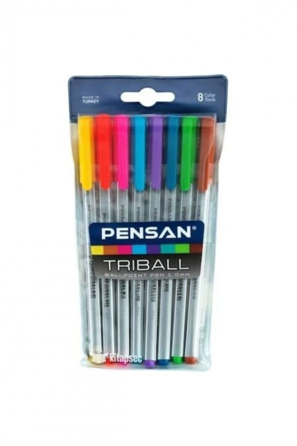 Pensan Triball Renkli Tükenmez Kalem Seti Okul Kalem Okul Malzemeleri Kırtasiye 8Li