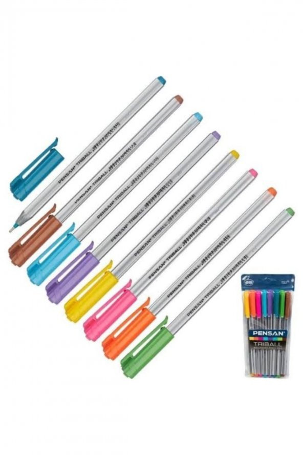 Pensan Triball Renkli Tükenmez Kalem Seti Okul Kalem Okul Malzemeleri Kırtasiye 8Li - 3