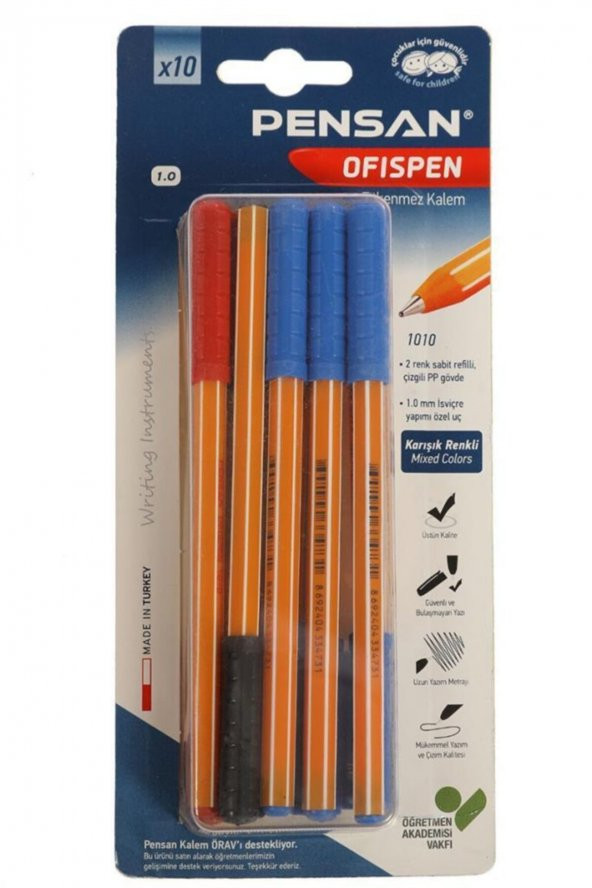 Pensan Tükenmez Kalem Office Pen 10 Lu 1010 Karışık Renkler