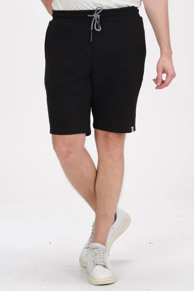 Erkek Beli Lastikli Bağcıklı Cepli İki İplik Pamuk Rahat Spor Örme Şort - 6