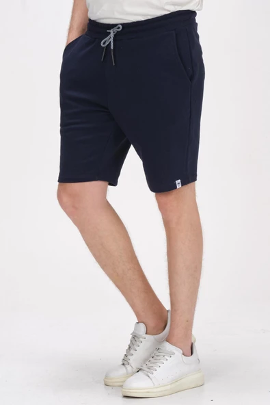 Erkek Beli Lastikli Bağcıklı Cepli İki İplik Pamuk Rahat Spor Örme Şort - 11