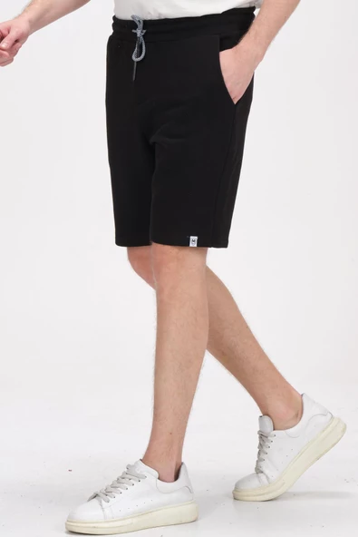 Erkek Beli Lastikli Bağcıklı Cepli İki İplik Pamuk Rahat Spor Örme Şort - 4