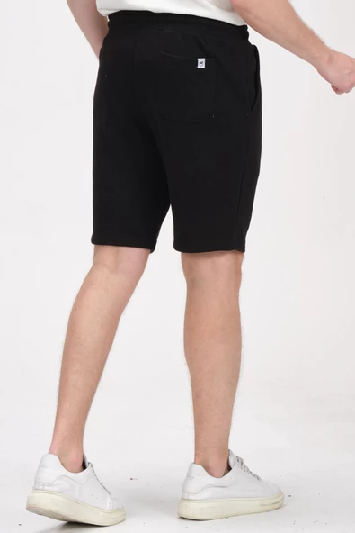 Erkek Beli Lastikli Bağcıklı Cepli İki İplik Pamuk Rahat Spor Örme Şort - 8