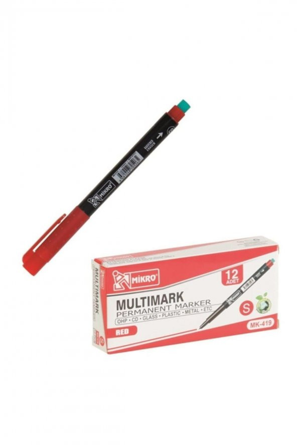 Mikro Permanent Marker Silgili Cd Kalemi 12li Kırmızı (s)