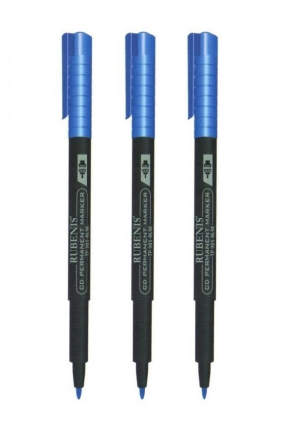 Rubenis Permanent 3 Lü Asetat Kalemi Kalıcı Cd Kalemi M Uç mavi