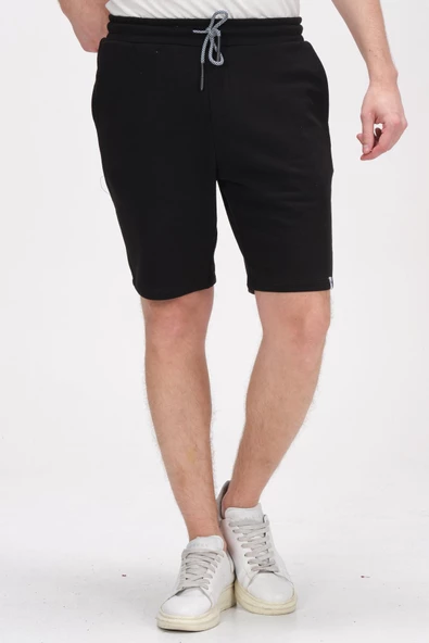 Erkek Beli Lastikli Bağcıklı Cepli İki İplik Pamuk Rahat Spor Örme Şort - 5