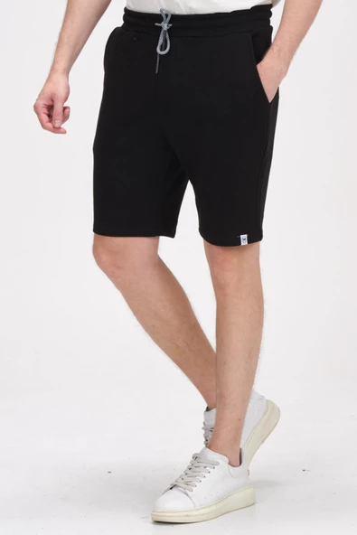 Erkek Beli Lastikli Bağcıklı Cepli İki İplik Pamuk Rahat Spor Örme Şort - 2