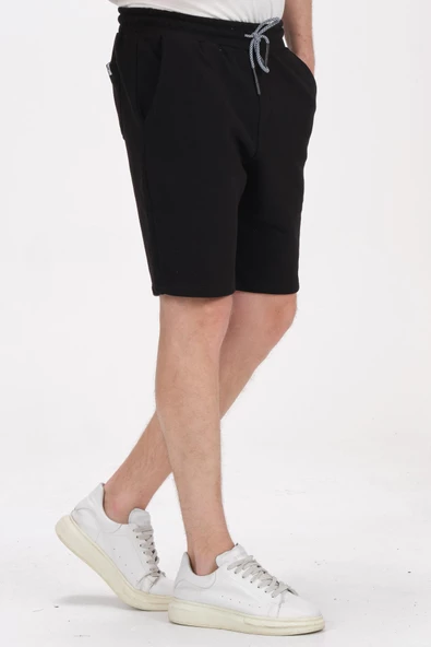 Erkek Beli Lastikli Bağcıklı Cepli İki İplik Pamuk Rahat Spor Örme Şort - 10