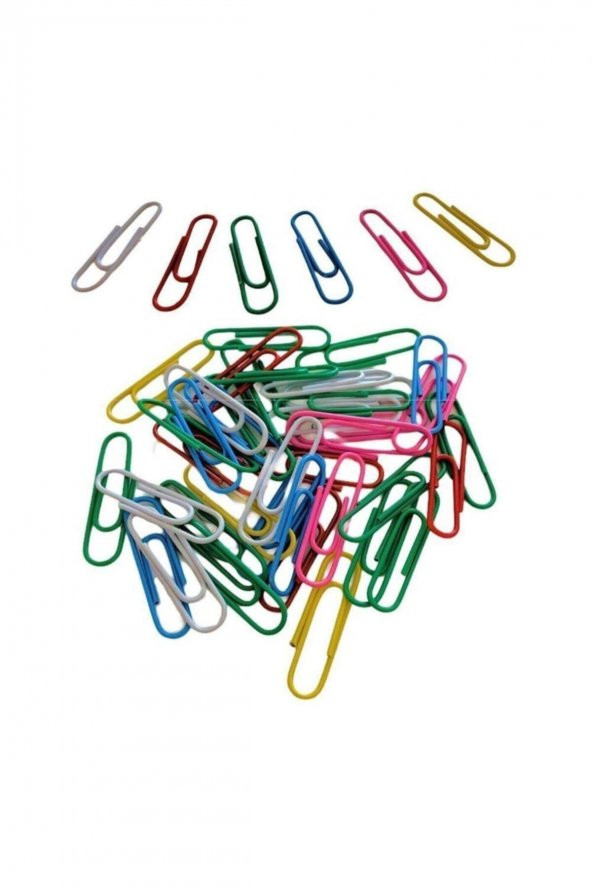 Fly Art Ataç Renkli Metal Plastik Kaplama 50 Adet 1 Paket Ataş Okul Büro