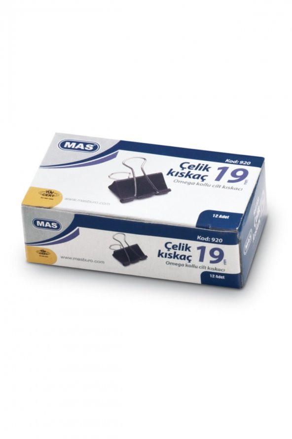 Mas Siyah Omega Çelik Kıskaç 19 mm 12 li 8 Kutu 96 Adet