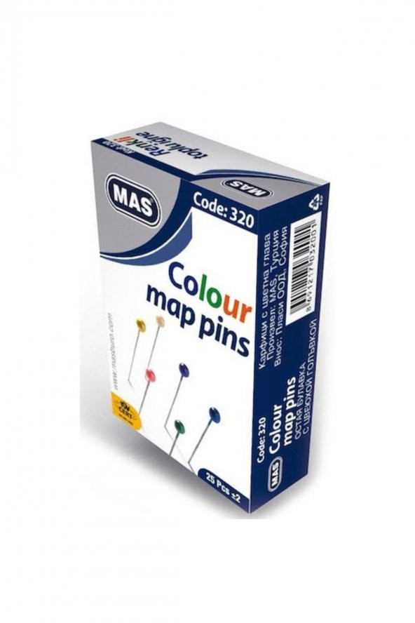 Mas Renkli Başlıklı Toplu Iğne 32 Mm. 320