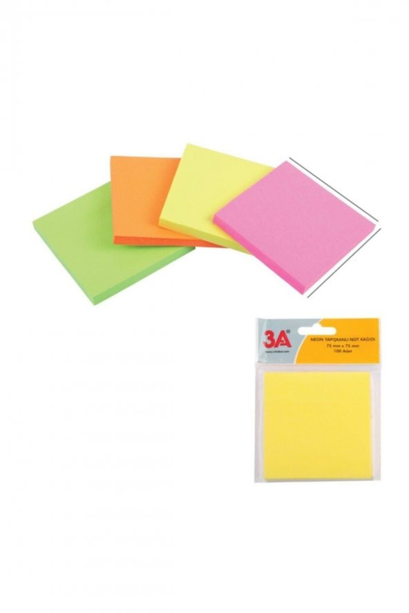 3A Post It, Renkli Yapışkanlı Not Kağıdı