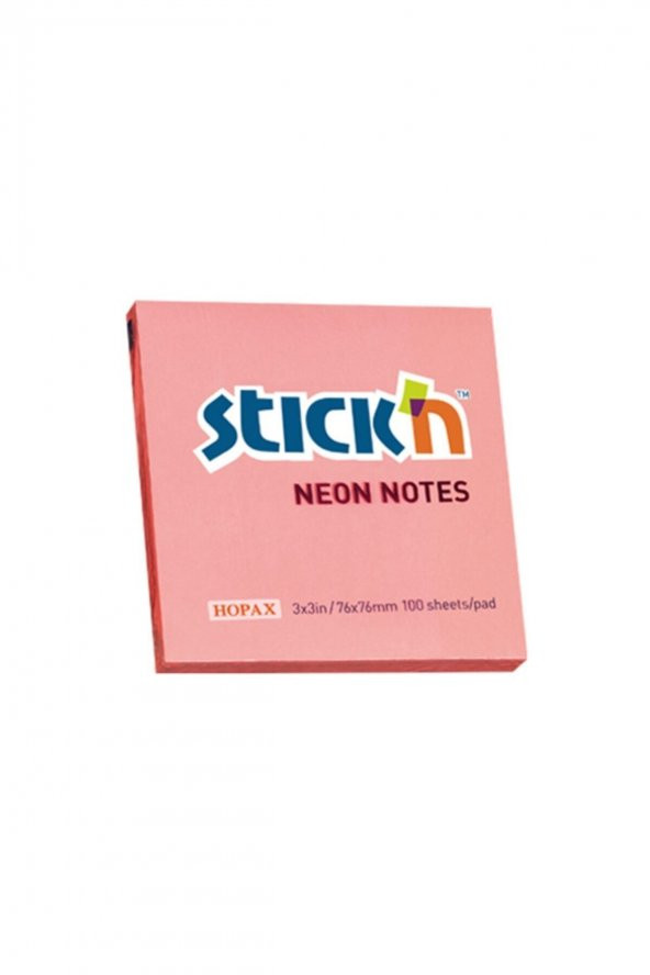 Hopax Stıckn 76x76 Mm Neon Yapışkanlı Not Kağıdı Pembe