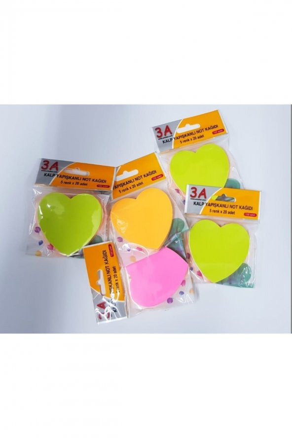 3A Kalpli Post It, Renkli Yapışkanlı Not Kağıdı