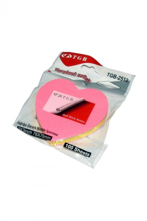 TGB Yapışkanlı Not Kağıdı Fosforlu Kalpli 100 Yaprak Index - 2