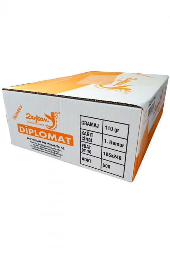 Zarfsan 90 Gr 1.hamur 105x240 Silikonlu Diplomat Zarf (500 Adet)