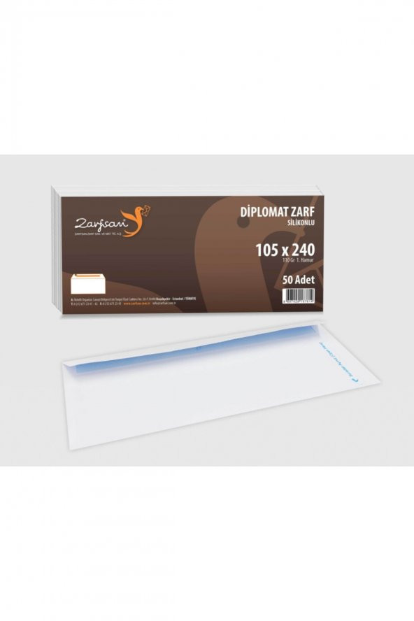 Zarfsan Diplomat Zarf Düz 10,5x24 110 Gram 1.hamur 50 Adet
