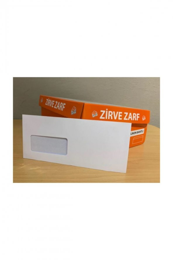 Zirve Zarf Diplomat Zarf 10.5x24 110gr 1.hamur Silikonlu Pencereli 100 Adet