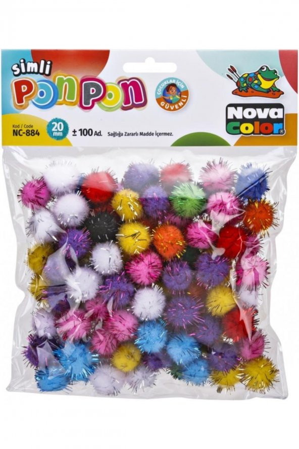 Nova Color Ponpon Simli 20 mm Karışık Renk Simli 100lü (nc-884)