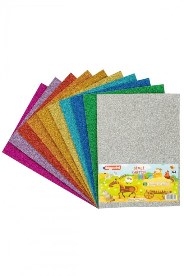 Bigpoint Simli Karton A4 Karışık 10 Renk