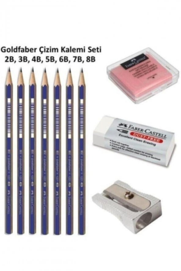 Faber Castell Çizim Seti 2b 3b 4b 5b 6b 7b 8b Dereceli Kalemler,silgi,kalemtraş,hamur Silgi