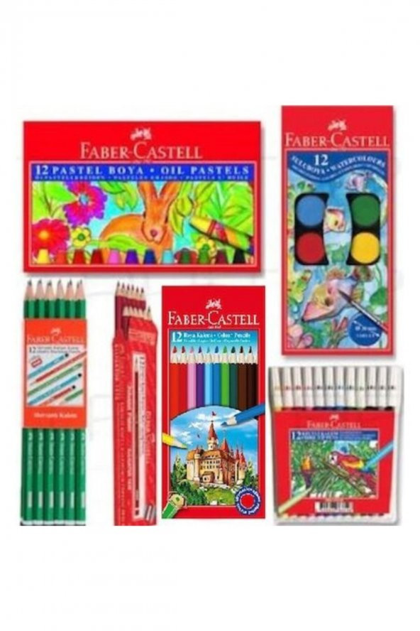 Faber Castell 6 Parça Set Okul Kırtasiye Kuru Sulu Boya Kalem