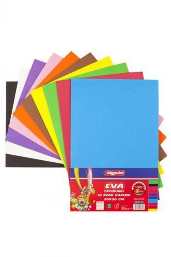 Bigpoint Yapışkanlı Eva 20x30cm Karışık 10 Renk