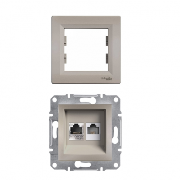 SCHNEİDER ASFORA BRONZ RJ11+RJ45 (CAT-3+CAT-6) ÇERÇEVELİ