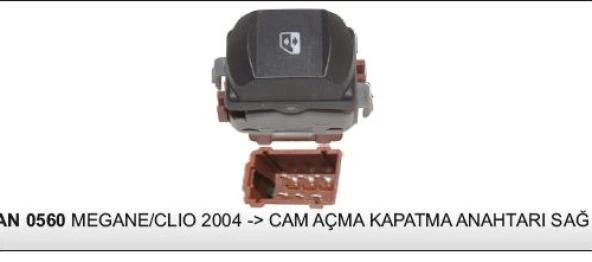 DODO CAM KALDIRMA ANAHTARI SAĞ RENAULT MEGANE II/CLIO 04- 6 FİŞ