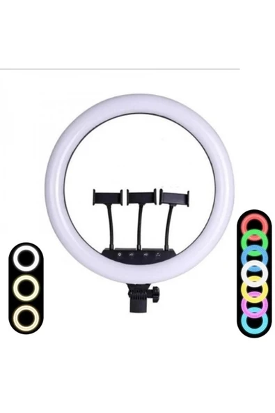 36 Cm Rgb Ring Light  Led Selfie Youtuber Tiktok Işığı 210 Cm Tripod Kumanda Hediyeli - Resim 2
