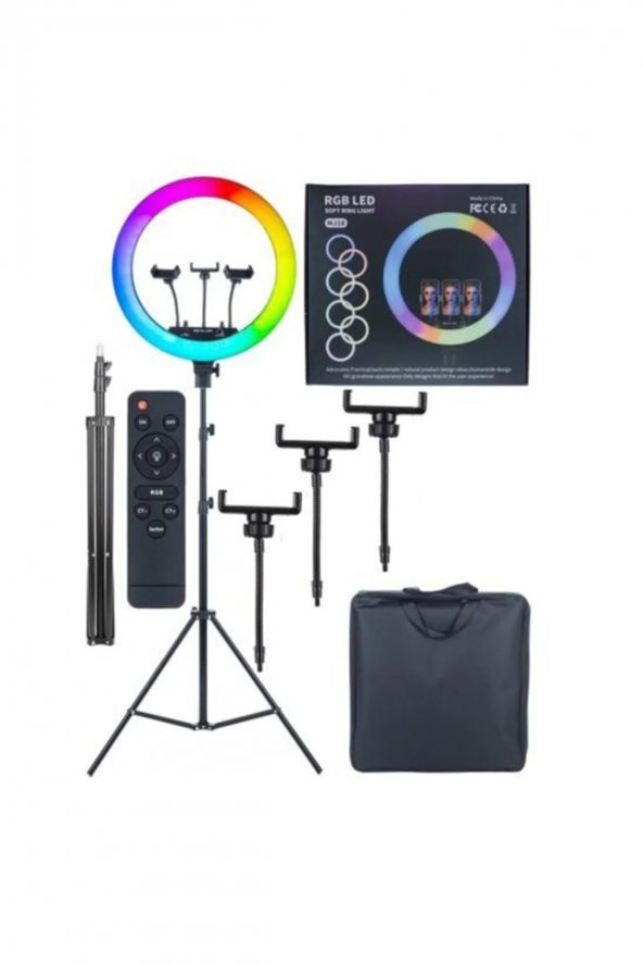 Rgb Ring Light 45 Cm Led Selfie Youtuber Tiktok Işığı 210 Cm Tripod Çanta Ve Kumandalı