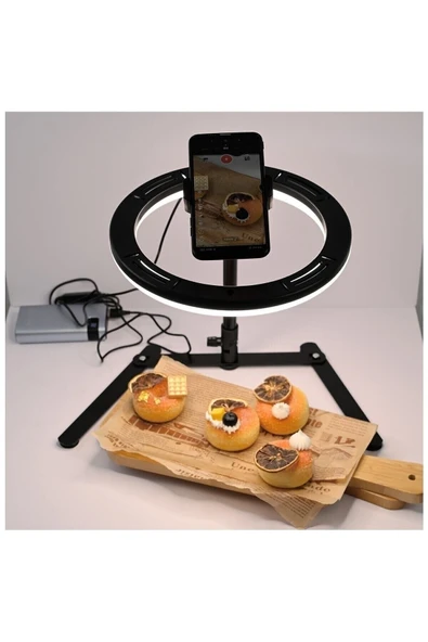 Masaüstü Ürün Çekim Standı Video ve Fotoğraf Çekimi Standı 10" Ring Light Tripod Selfie Işığı