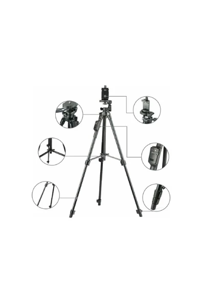 Yunteng 5208 Tripod Bluetooth Uzaktan Kumandalı Telefon Tutuculu Tripod 125 Cm 3 Ayaklı