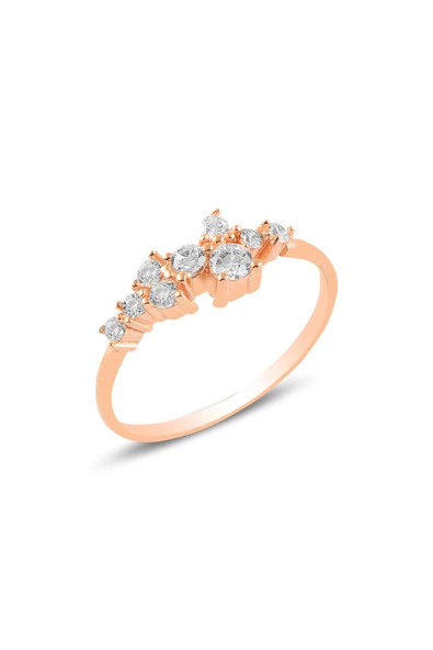 Gümüş rose zirkon taşlı lady gümüş yüzük SGTL10616BEYAZ
