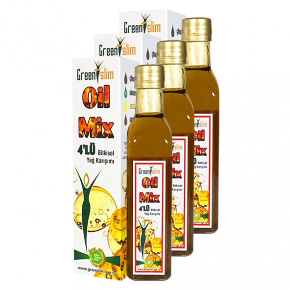 3 Adet Slim Oil Mix 4'lü Bitkisel Yağ Karışımı 250 ML Aspir Biberiye Çörekotu Keten Yağı Green Slim