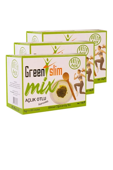 3 Kutu Green Slim Açlık Otlu Bitkisel Karışımlı Detox Mix 5 Gr. x 20 Şase x3