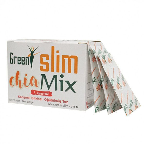Slim Mix Chia & L-Carnitin İçeren Bitkisel Toz Karışımı 5gr. x 20 Şase Green Slim